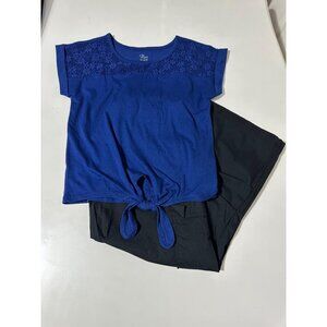 Place Girls Top Blue 7/8 NWOT & Art Class Wide Leg Cargo Black Pant 6/7 NWT
